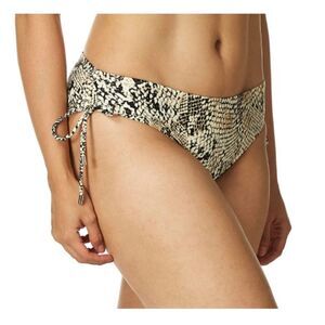 Calvin Klein Women's Standard Side Shirred SnakeSkin Bikini Swimsuit Bottom L